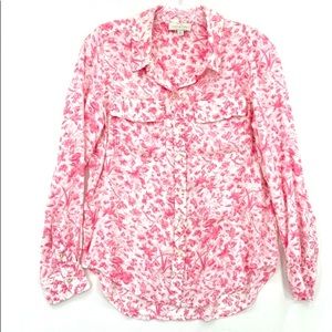 NWT Lucky Brand Floral Print Button Up Long Sleeve Top Womens